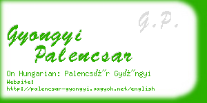 gyongyi palencsar business card